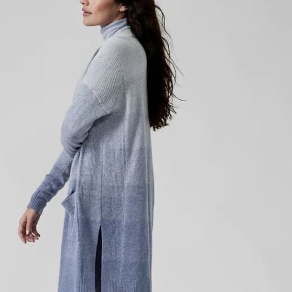 Athleta Spirit Wool Cashmere Ombre Wrap Duster Sweater Cardigan
